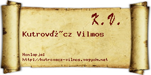 Kutrovácz Vilmos névjegykártya
