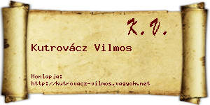 Kutrovácz Vilmos névjegykártya